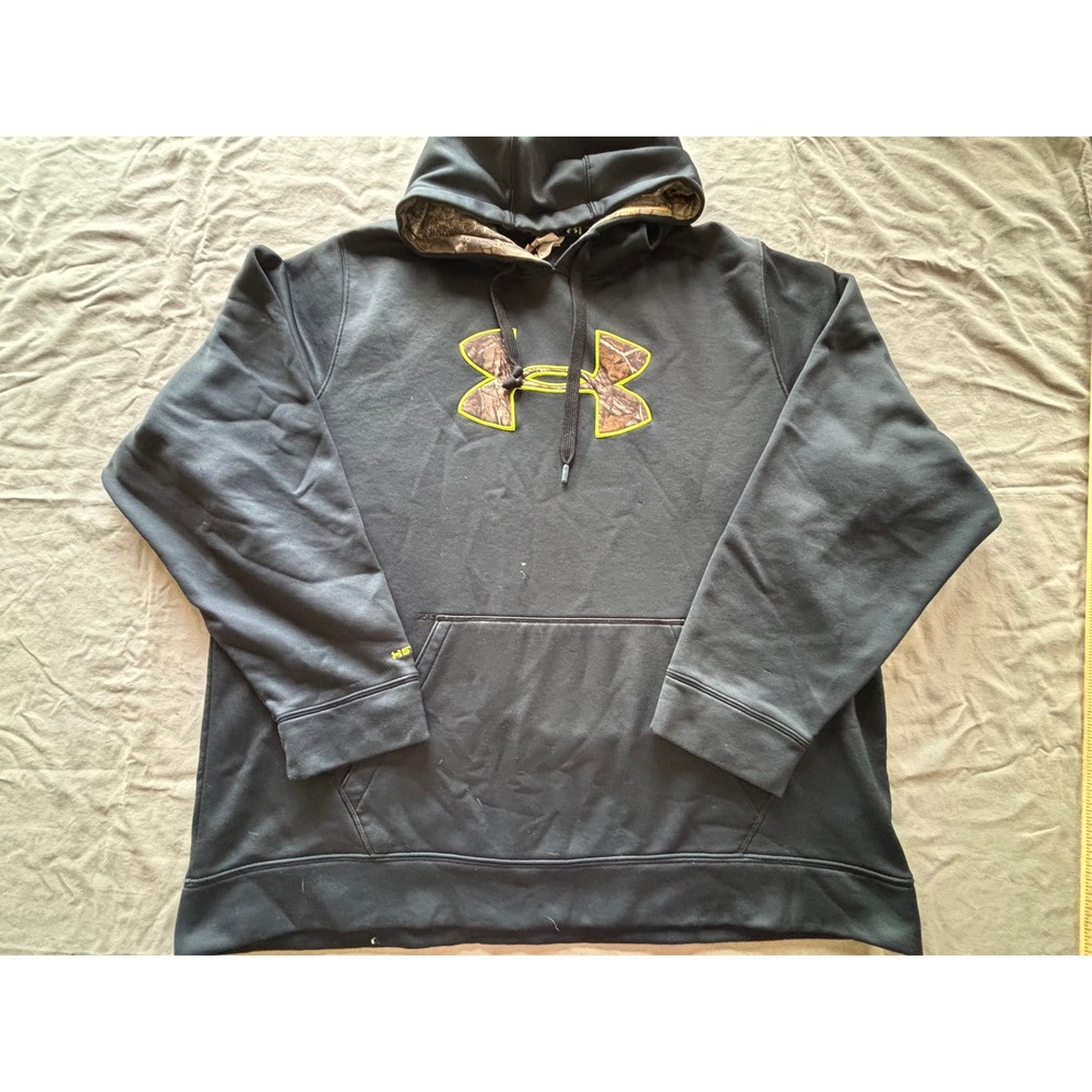 Under Armour Storm Hoodie Mens 3XL Black Camo Logo Pullover Sweatshirt Loose Fit